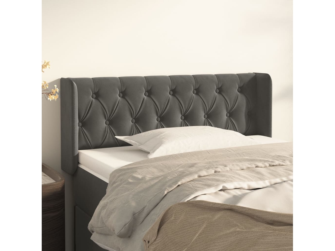 Cabecero De Terciopelo Gris Oscuro 103x16x78/88 Cm
