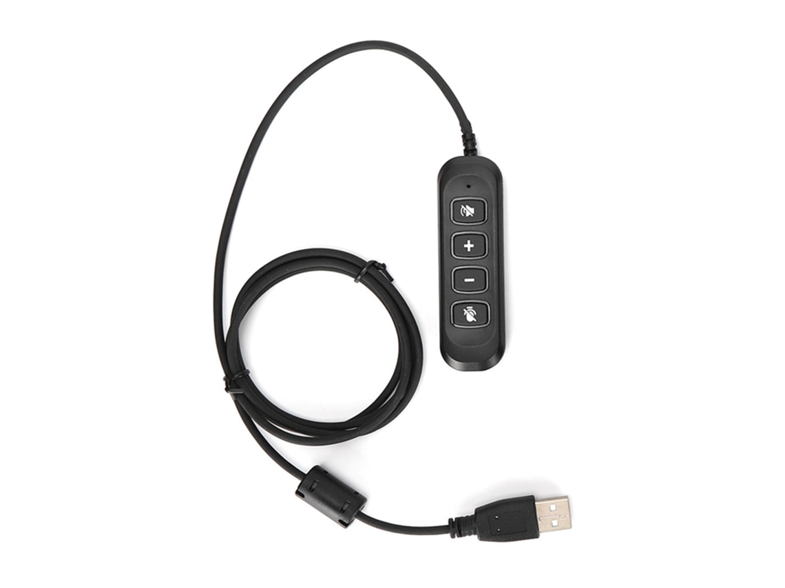 Adaptador H901 Para Auriculares De Centro De Llamadas Con Volumen Ajustable, Conector Usb, Cable Qd, 3,5 Mm, Negro.