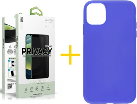 Carcasa + 1 Protector de Vidrio Anti-Spy iPhone 13 SKYHE Silicona Liso Azul