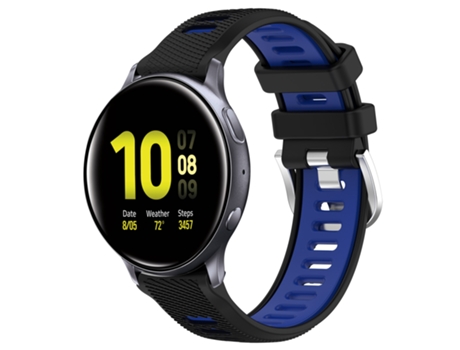 Correa de reloj inteligente para Samsung Galaxy Watch Active2 44 mm 20 mm Correa deportiva de silicona con hebilla de acero bicolor (negro + azul)