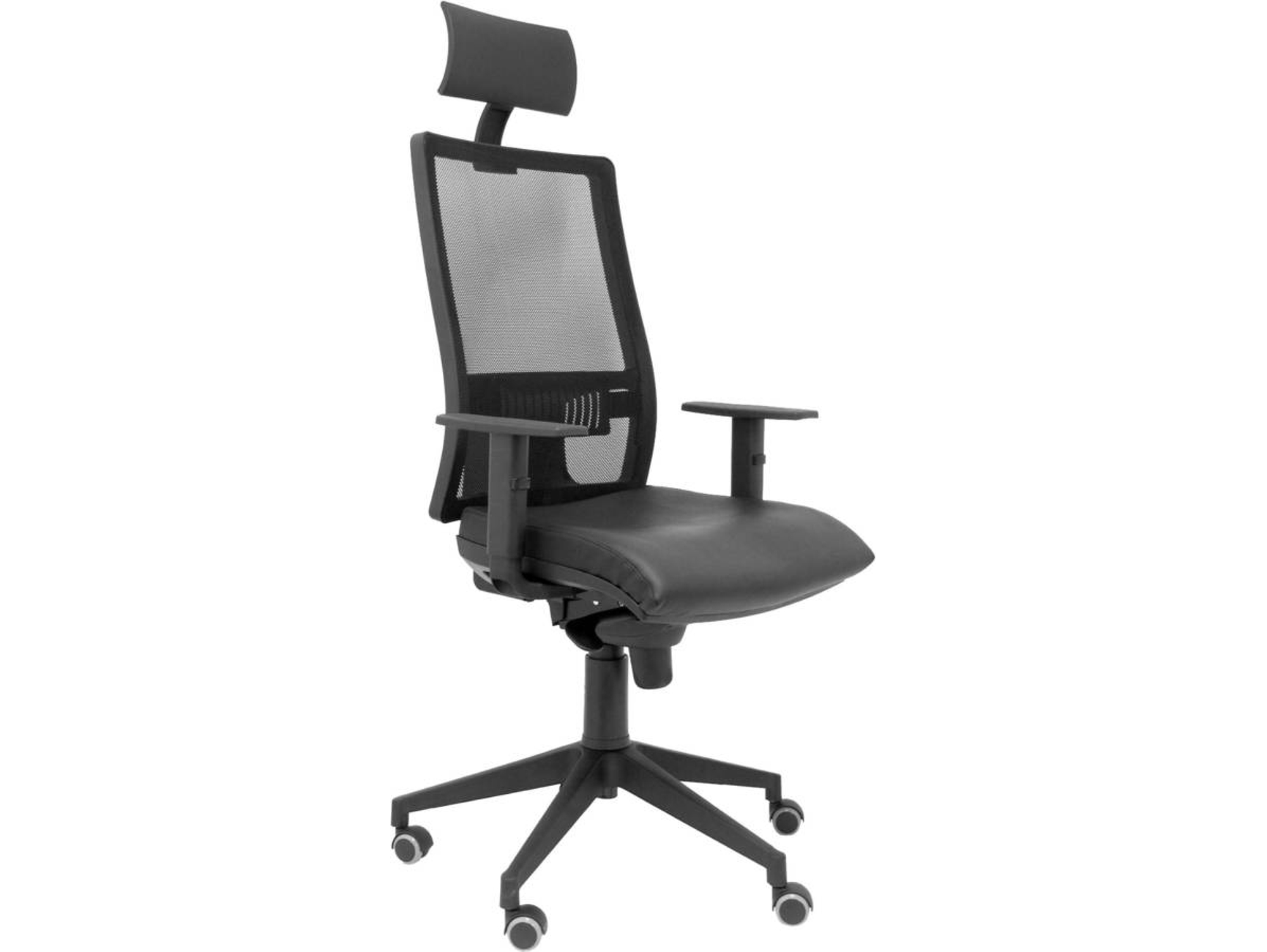 Silla de Escritorio Ejecutiva PIQUERAS Y CRESPO Horna Negro con ruedas de parqué (Brazos regulables - Cuero)