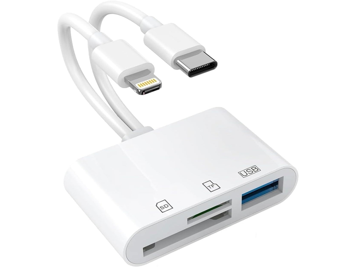 Lector de tarjetas SD USB para iPhone, conector Lightning CE dual USB, adaptador de cámara digital USB C para iPhone Cissoea22