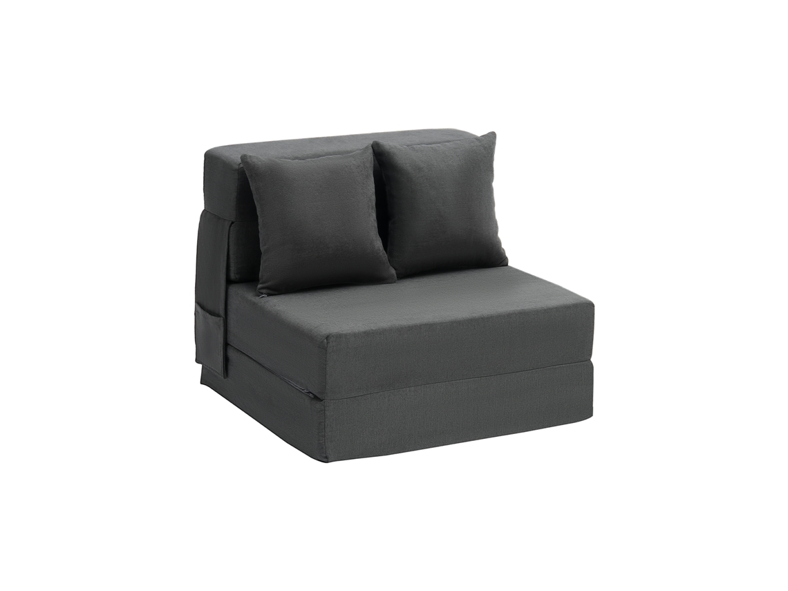 Sofá cama plegable 3 en 1 Succebuy, con 2 almohadas, gris oscuro, individual
