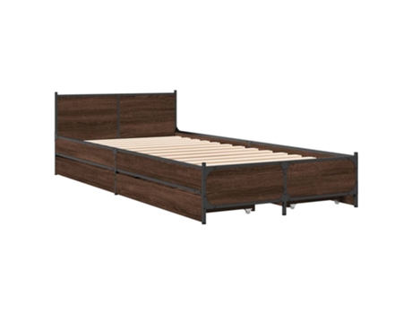 VIDAXL Cama con Cajones Madera de Roble Madera Marrón (90x200cm)