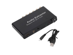 Extractora De Áudio Rca 4k 3d 5.1ch Interface Multimídia Hd Conversor Analógico Para Ps4 Dvd Tv