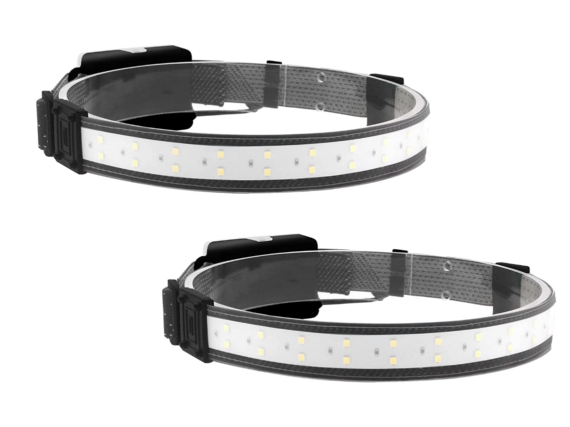 Linterna Frontal, Paquete De 2 Led De Haz Ancho De 220°, Linterna Frontal Ligera De 3 Modos, Luz De Diadema (negro)