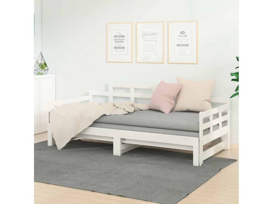 Sofá Cama Extraíble Sin Colchón Blanco 2x(90x200) Cm