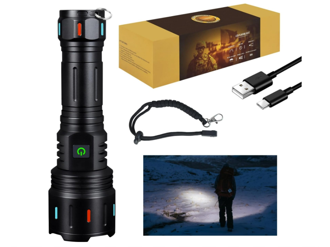 Linterna Recargable De Alta Luminosidad, 10 000 Lúmenes, Superbrillante, Ajustable, 5 Modos De Zoom, Resistente Al Agua, Para Emergencias, E