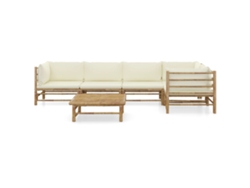 Maison Exclusive - Set De Muebles De Jardín 6 Piezas Bambú Y Cojines Blanco Crema