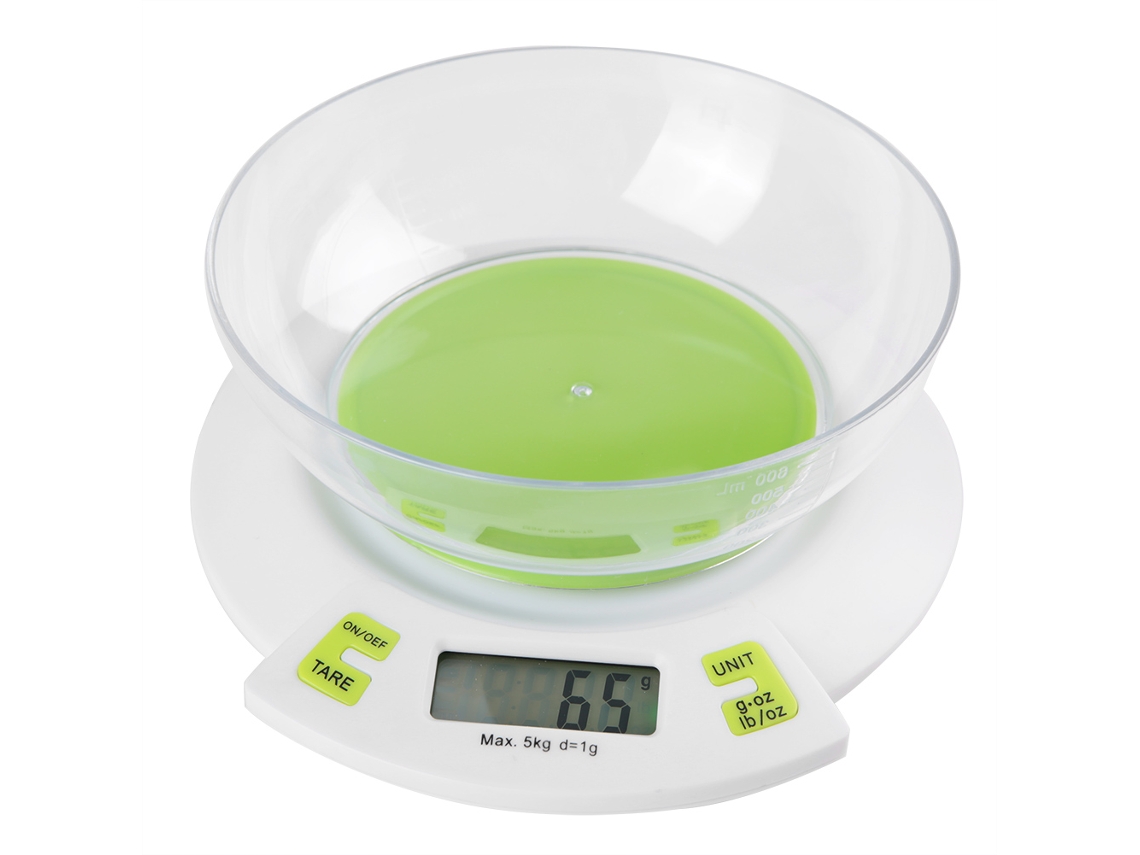 Báscula de cocina digital electrónica precisa de 5 kg/1 g para hornear y cocinar con recipiente