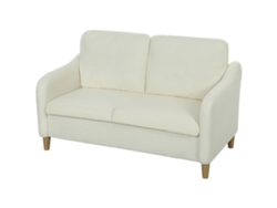 Sofá Compacto De 2 Lugares Com Acabamento Em Efeito Sherpa – 137 Cm – Para Sala De Estar – Branco-creme