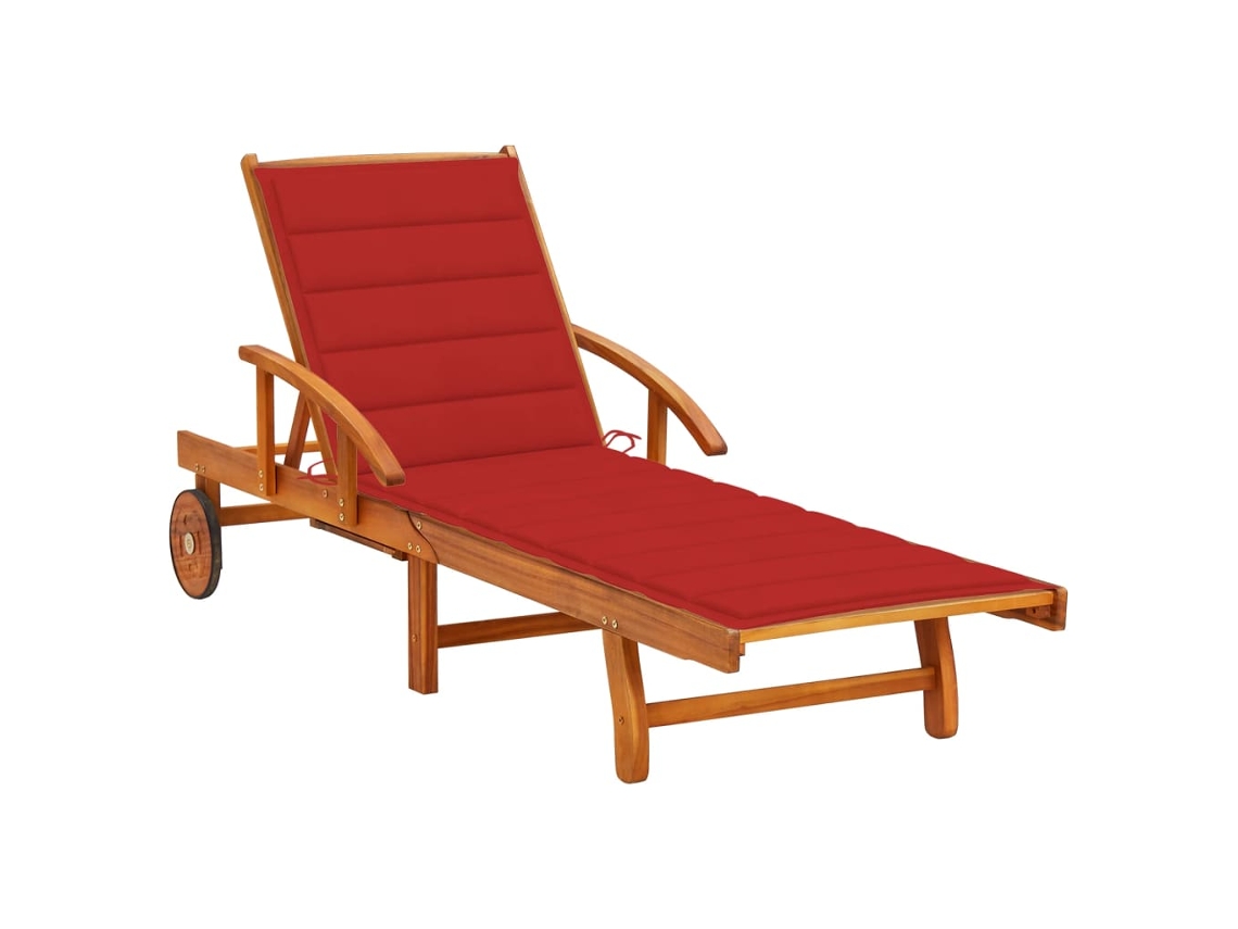 Tumbona Lounger de Jardín con Cojín Madera de Acacia Maciza