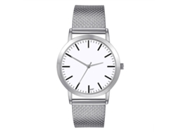 Reloj De Cuarzo Para Hombre Con Correa De Pvc, Dial Redondo, Estilo Moda, Plata