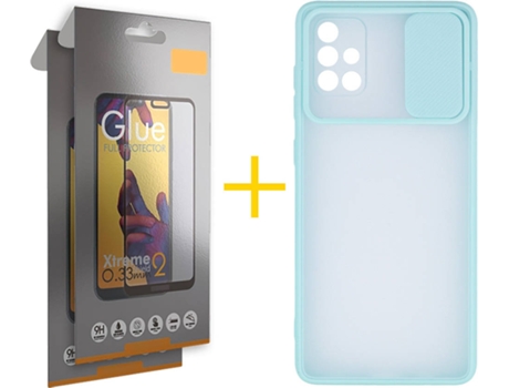 Carcasa + 2 Protectores de Pantalla para Samsung Galaxy A71 SKYHE Verde Agua