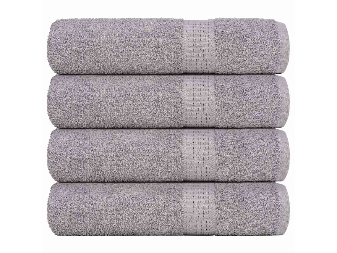 Toallas De Mano 4 Piezas Gris 50x100 Cm 360 Gsm 100 Algodón Wsd125644