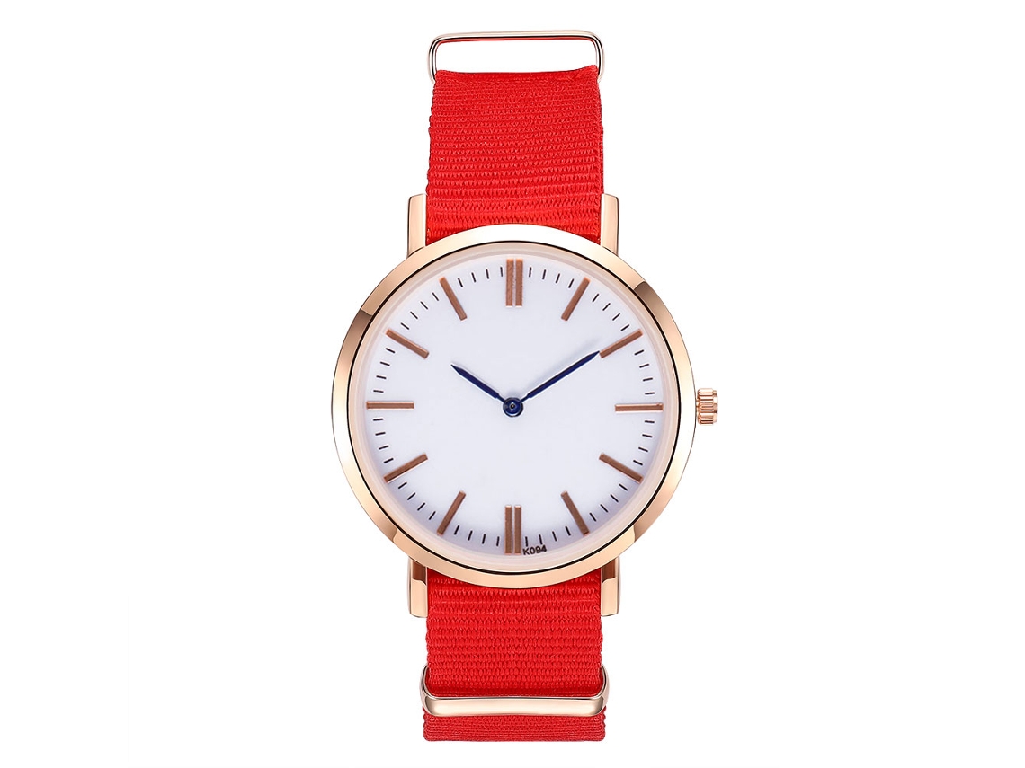 Reloj Analógico De Cuarzo Con Correa De Nylon Para Mujer Y Hombre Rojo Zhoulianfa