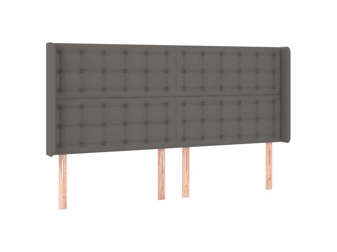 Maison Exclusive - Cabecero Con Orejas De Cuero Sintético Gris 203x16x118/128 Cm