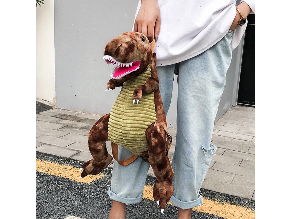 Mochila De Peluche De Dinosaurio 3d Para Niños, Ideal Para La Escuela, Viajes Y Acampadas. Lindo Animal Marrón.