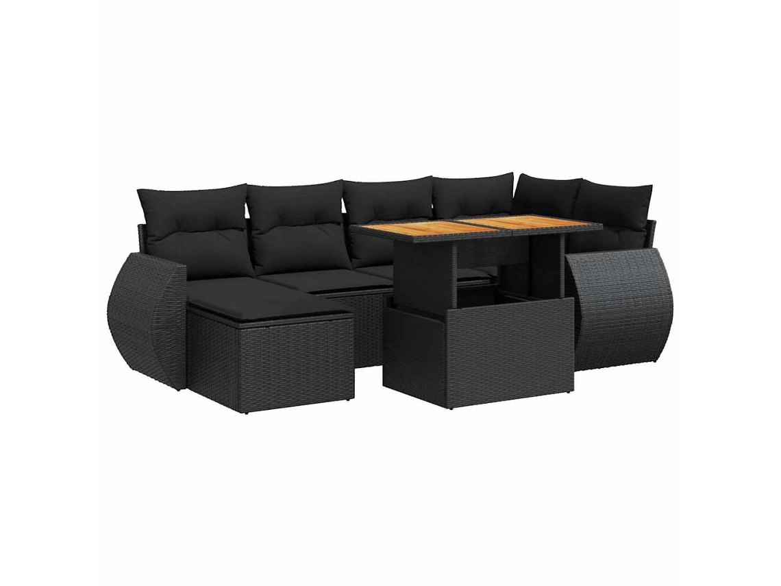 Maison Exclusive - Set De Sofás De Jardín 7 Pzas Con Cojines Ratán Sintético Negro