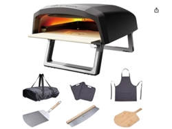 Horno de pizza Masterpro | Horno de gas portátil con función de cocción rápida hasta 500 °C | Pizza lista en 60 segundos | Incluye delantal, grapas y cortador