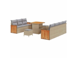 Maison Exclusive - Conjunto De Sofás De Jardín Con Cojín 10 Pcs Beige Y Gris Claro