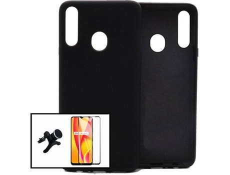 Carcasa + Protector + Soporte Magnético Reforzado Samsung Galaxy A20s PHONECARE Silicona Liquida Negro