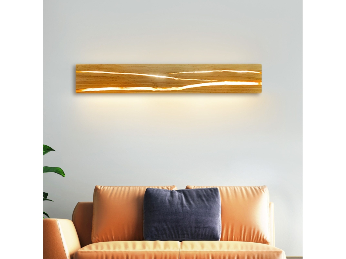 Lámpara de pared LED para interiores, moderna lámpara de pasillo de madera, 3000 K, blanco cálido, 50 cm, lámpara indirecta para sala de estar, 8 W, Nettlife