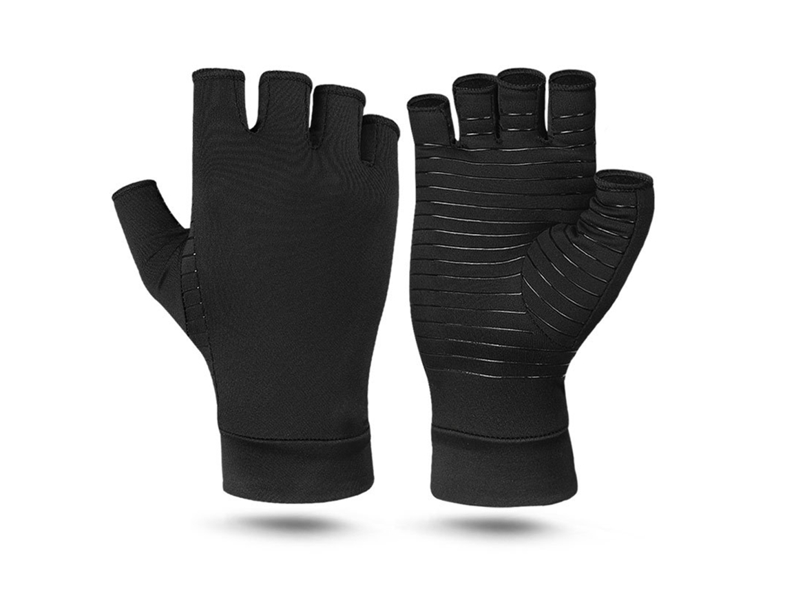2026-guantes De Artritis De Compresión De Cobre Sin Dedos Antideslizantes Para Hombres Y Mujeres Negro M