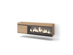 Mueble TV, Televisión, 160, Para TV hasta 65, Chimenea eléctrica XXL, Colgado, Suspendido, Roble SKRAUT HOME