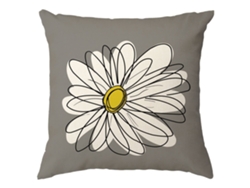 Funda De Almohada De Felpa Con Diseño De Flores Pequeñas, Color Blanco, Amarillo Y Gris.
