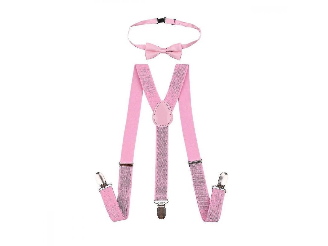 2026-corbata De Lazo Y Tirantes Elásticos Ajustables Para Niños Wbk 65 Cm (7-11 Años) Rosa Claro