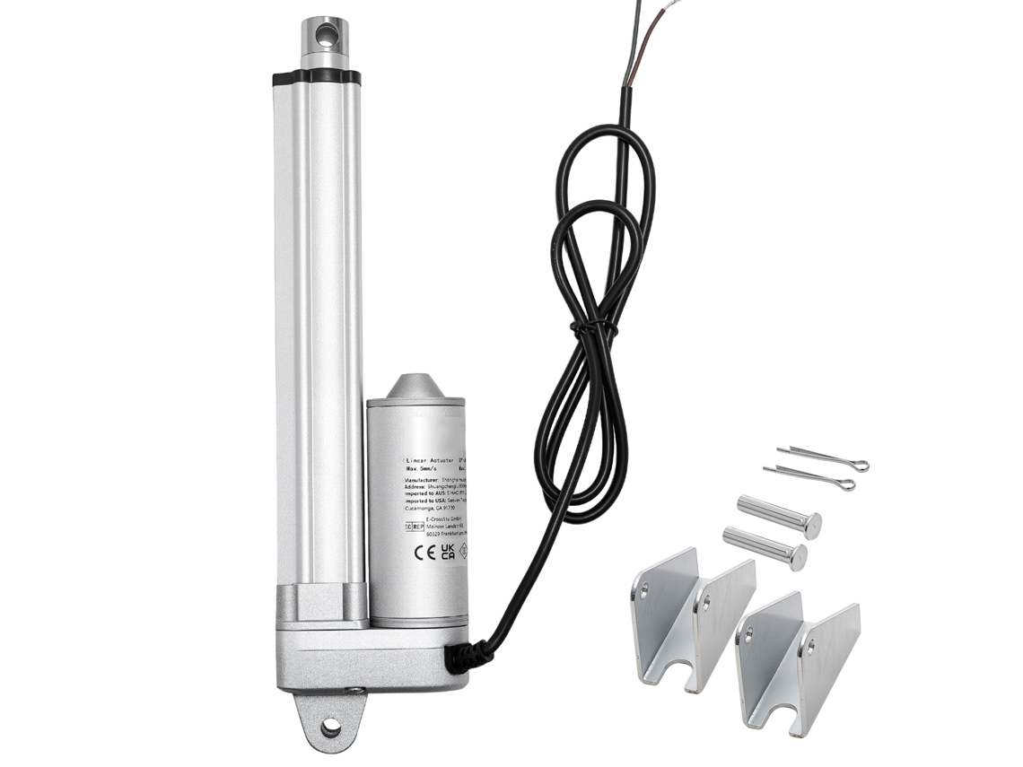 Actuador lineal Succebuy de 12 V, 152,4 mm, 3000 N, IP65, plateado, 5 mm/s, resistente al agua