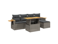 Maison Exclusive - Set De Muebles De Jardín 6 Pzas Y Cojines Ratán Sintético Gris