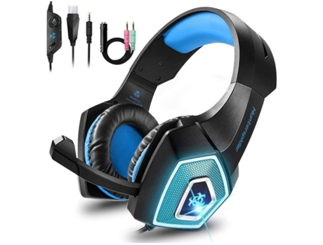 Auriculares Gaming ENKES para Ps4 Adaptador de Xbox One Requerido / S / X Auriculares con luz LED con cancelación de ruido