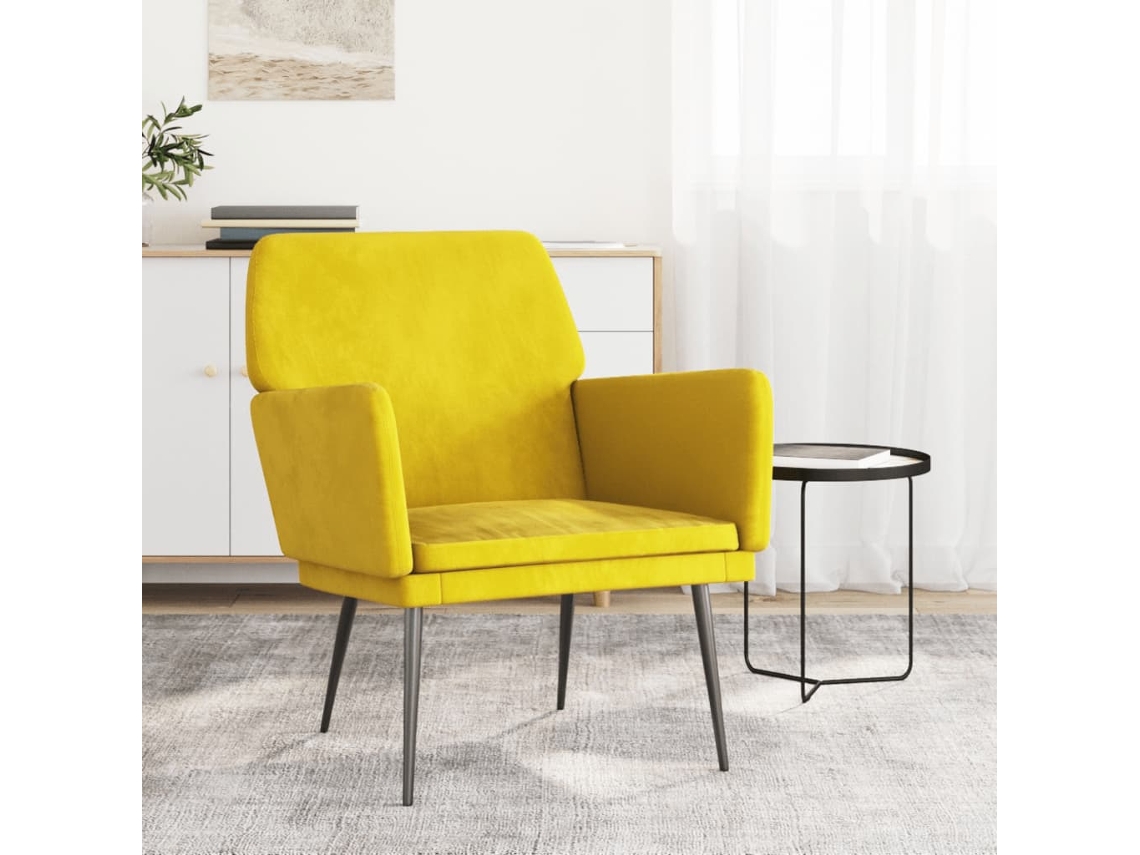 Silla con Apoyabrazos 62X79X79 cm de Terciopelo Amarillo