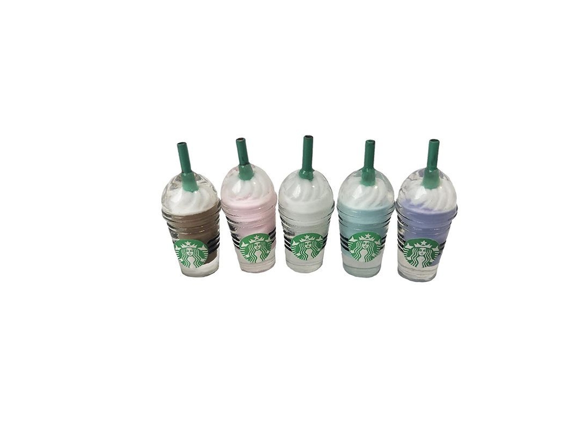 Set De 5 Accesorios Para Mini Frappuccinos. Ideal También Para Barbies Y Otras Muñecas.
