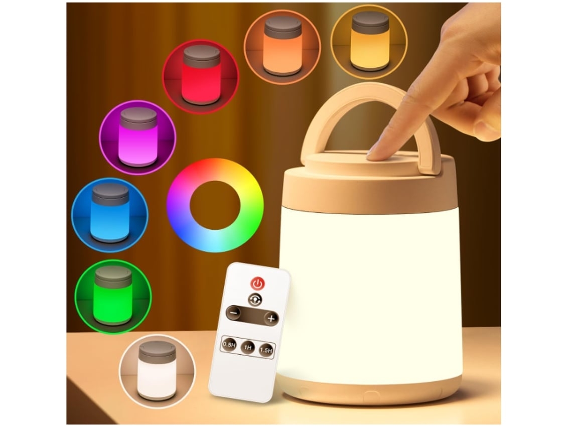 Lámpara de noche portátil recargable con control remoto, lámpara de guardería con temporizador, lámpara táctil pequeña, luces Facpoet