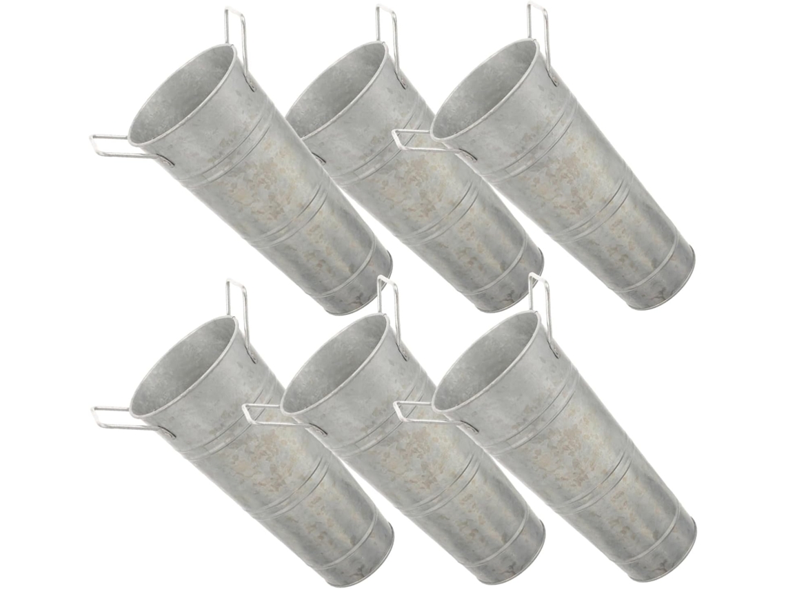 Juego De 6 Cubos De Metal Galvanizado Para Flores, Estilo Rústico, Con Asa, Ideales Para Arreglos Florales.