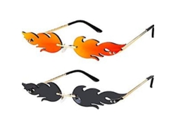2 Gafas De Sol De Fuego Flame Sin Montura Unisex Ligero Para Fiesta Y Fotos
