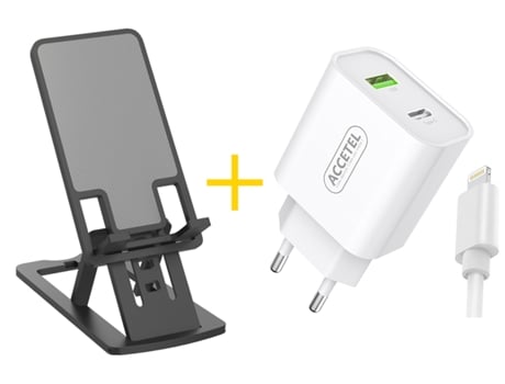 Cargador ACCETEL iPhone 13 Pro Max (Lightning - Negro)