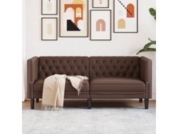 Sofá Chesterfield De 2 Plazas Cuero Artificial Marrón