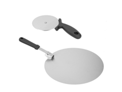 Espátula de acero inoxidable para pizza artesanal, cuchillo ergonómico para pizza con superficie circular, pala para pizza saludable de acero inoxidable premium.
