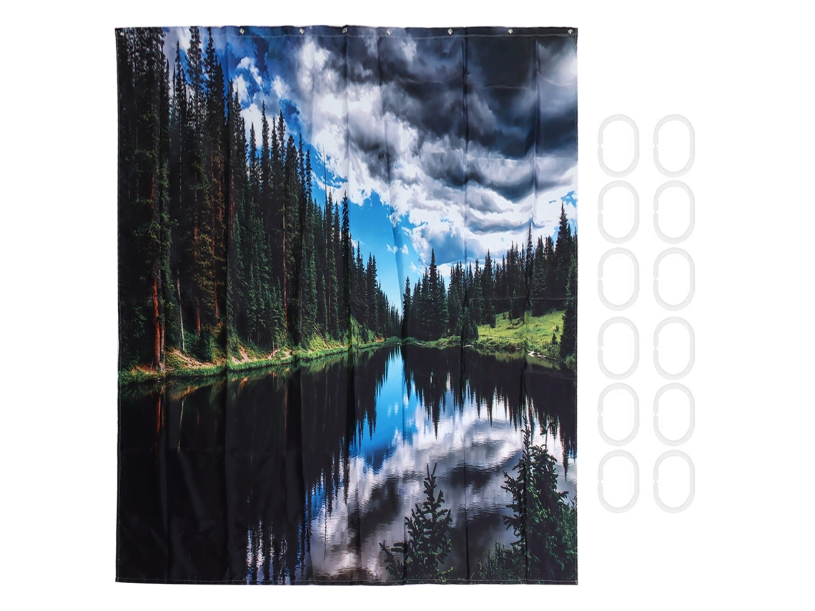 Juego de cortina de ducha con anillas, decoración para el baño