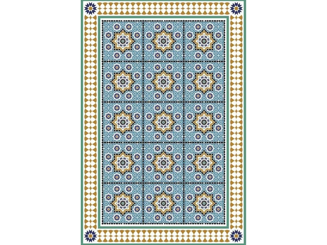 Alfombra OEDIM Mosaico de Azulejos 3 (Azul y Naranja - 60x200cm - Vinilo)