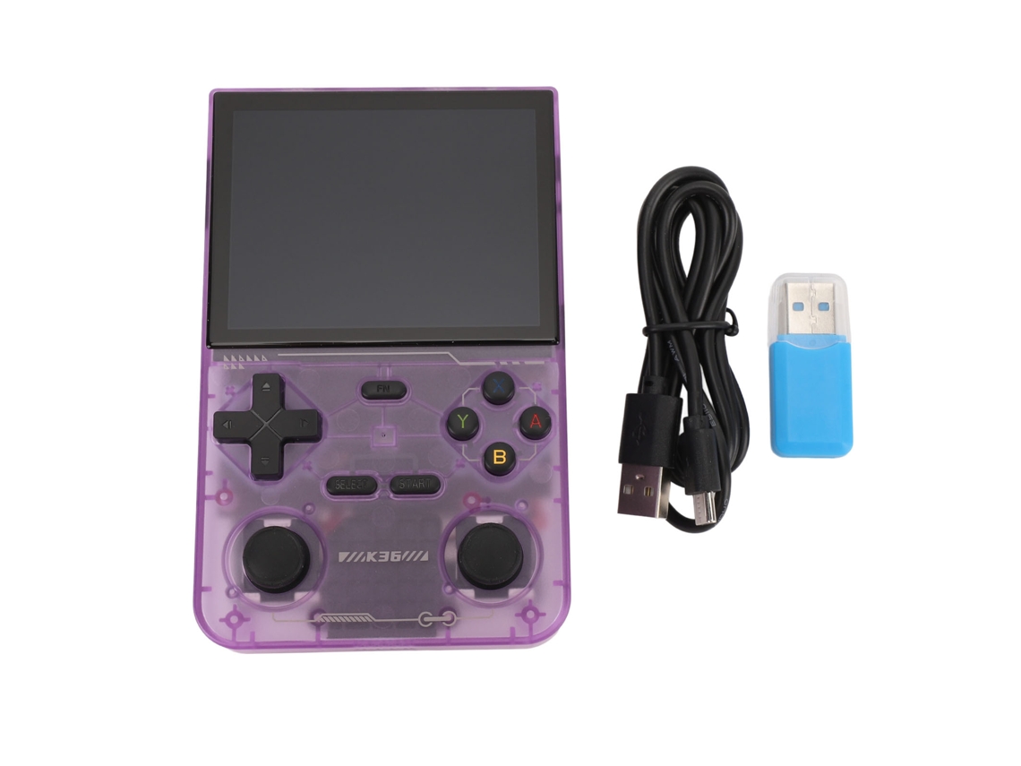 Consola De Juegos Portátil Retro De Código Abierto Con Pantalla Ips De 3.5 Pulgadas Y Doble Joystick 3d Morado