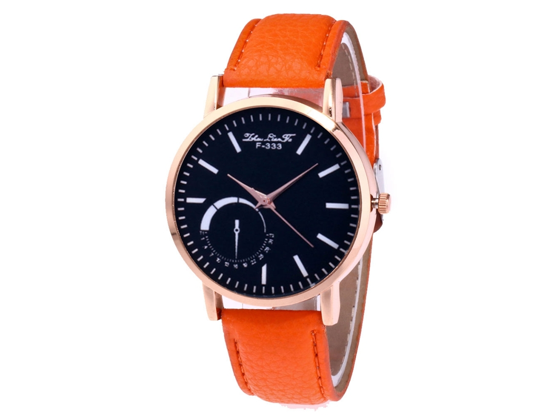 Reloj Analógico De Cuarzo Con Correa De Cuero Pu Para Hombre Zhoulianfa (naranja)