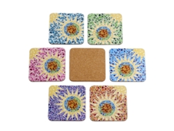 Pack de 6 Bases para Vasos JAVIER (10 x 10 cm - Madera y Corcho)