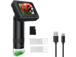 Microscopio Infantil, Aumento De 50x A 1000x, Pantalla Hd Ips, Fotos De 2 A 31 Mp, Vídeo 1080p.