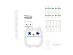 Impresora Térmica Portátil Bluetooth X15 Blanca (10 Rollos De Papel Térmico 10 Rollos De Pegatinas) SIURN