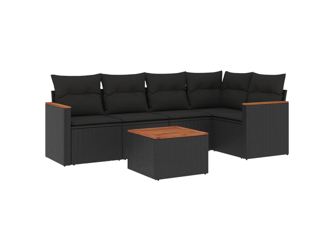 Maison Exclusive - Set De Sofás De Jardín 6 Piezas Y Cojines Ratán Sintético Negro